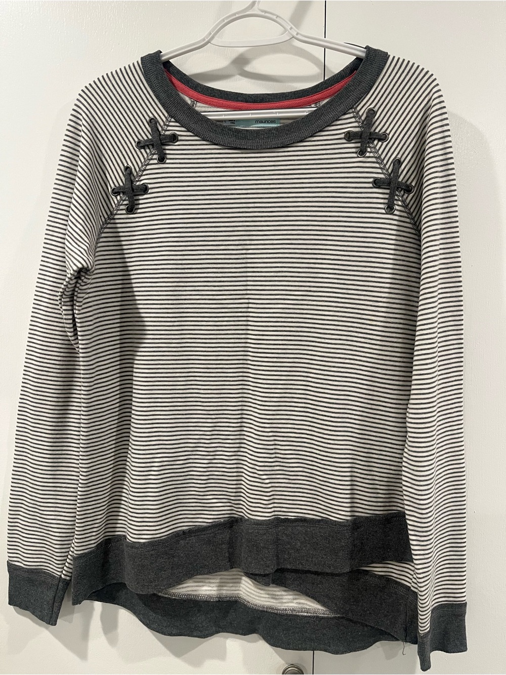 Maurices Black and White Striped Crew Neck Sweater